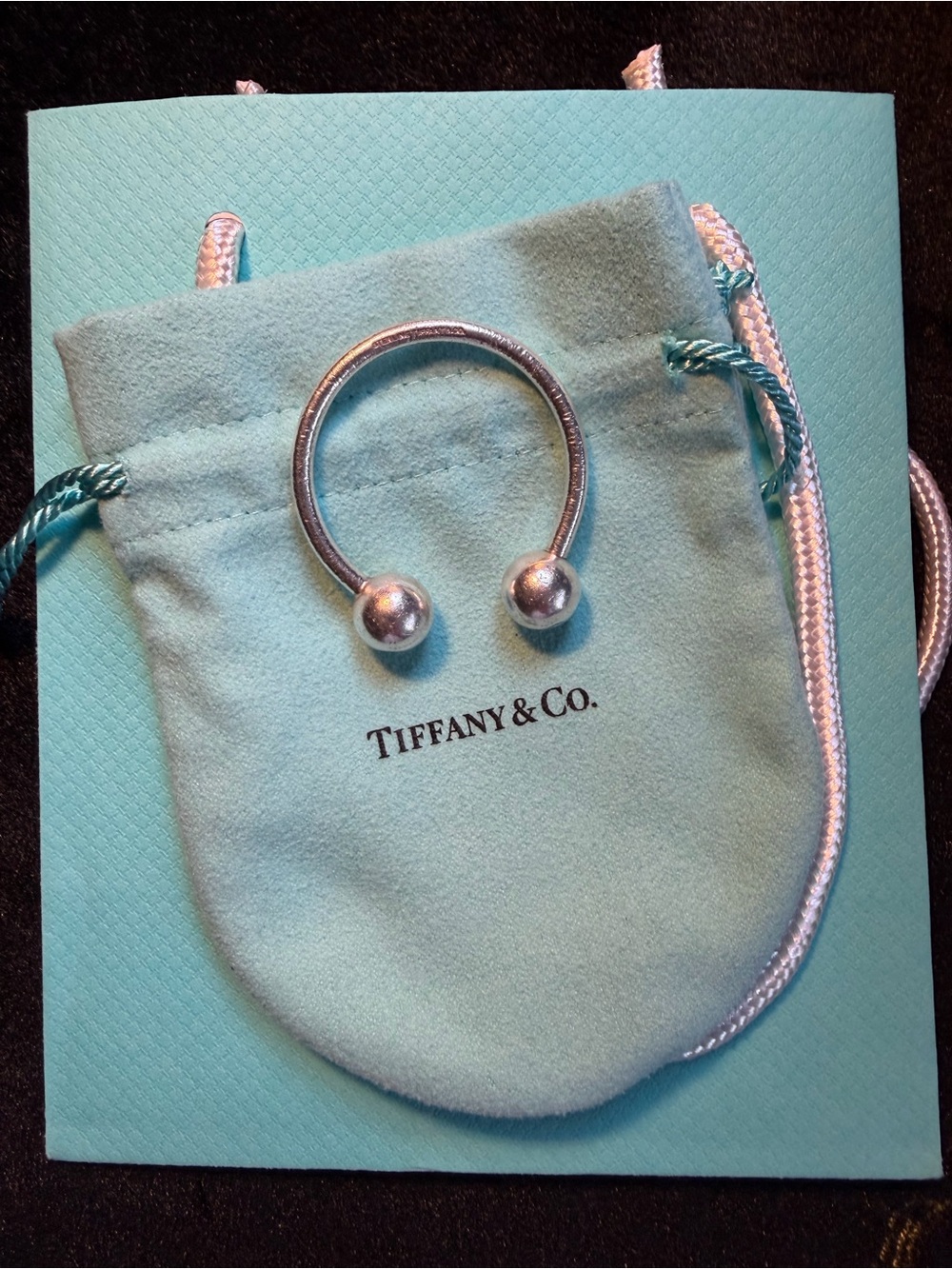 Tiffany & Co. Sterling Silver Open Ball KeyRing - Silver